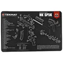 TekMat Pistol Mat For Heckler & Koch SP5K, 11"x17", Black, Includes Small Microfiber TekTowel, Packed In Tube TEK-R17-HK-SP5K - TekMat
