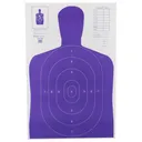 Action Target b-27E High Visibility Target, Fluorescent Purple, Silhouette Cut Off Below Ring 7, 23"x35", 100 Per Box B-27E-PR-100 - Action Target