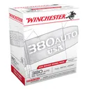 WINCHESTER USA 380 Auto 95Gr FMJ 200rd Handgun Ammo (USA380W) - Winchester Ammo