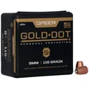 Speer Ammunition Gold Dot, .355 Diameter, 9MM, 115 Grain, Hollow Point, 100 Count 3994 - Speer