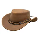 OUTBACK TRADING Wagga Wagga Leather Tan Hat (1367-TAN) - Outback Trading
