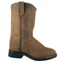 SMOKY MOUNTAIN BOOTS Kids Leather Roper Brown Oil Distressed Western Boots (3036) - Smoky Mountain Boots