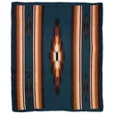 WYOMING TRADERS Aztec Teal and Tan Extra Large Silk Scarf (XATT) - Wyoming Traders