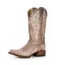 CORRAL Womens Crater Bone Embroidery Brown Square Toe Boots (A2663-LD) - Corral