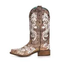 CORRAL Women's Glow Collection Brown/White Embroidery Western Boots (A4063) - Corral