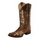 CIRCLE G by CORRAL Womens Side Cross Embroidery Brown/Beige Square Toe Boots (L5042-LD) - Corral