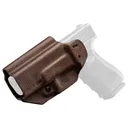 Mission First Tactical Hybrid Holster, Inside Waistband Holster, Ambidextrous, Fits Glock 19/23/45, Kydex with Leather Shell, Includes 1.5" Belt Attachment, Brown H3-GL-1-BR1 - Mission First Tactical