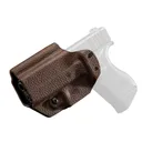 Mission First Tactical Hybrid Holster, Inside Waistband Holster, Ambidextrous, Fits Glock 43/43X, Kydex with Leather Shell, Includes 1.5" Belt Attachment, Brown H3-GL-3-BR1 - Mission First Tactical