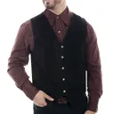 SCULLY Mens Black Calf Suede Lambskin Snap Vest (507-214) - Scully