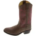 SMOKY MOUNTAIN BOOTS Kids Monterey Brown with Pink Stitch Western Boots (1624) - Smoky Mountain Boots