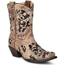 CORRAL Women's Brown Inlay And Embroidery And Studs And Crystals Ankle Boots (A4190) - Corral