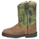 SMOKY MOUNTAIN BOOTS Kids Autry Western Brown Distress/Green Crackle Boots (3667T) - Smoky Mountain Boots