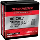 WINCHESTER AMMO Components 40 S&W 165Gr 100rd Full Metal Jacket Truncated Cone Bullets (WB40TC165X) - Winchester