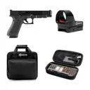 GLOCK G34 Gen5 MOS 9mm 5.31in 17rd Semi-Auto Pistol with GRITR Caracara 3.0 MOA Single Red Dot Reticle Reflex Sight, GRITR Multi-Caliber Gun Cleaning Kit and GRITR Soft Black Pistol Case - Glock