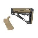HOGUE AR-15/M-16 OverMolded FDE Beavertail Grip and Commercial Spec Compatible Collapsible Buttstock Kit (15355) - Hogue