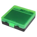 MTM Flip-Top 9mm 380 ACP 100 Round Clear Green/Black Ammo Box (P-100-9-16T) - Mtm