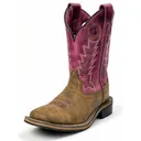 SMOKY MOUNTAIN BOOTS Girls Tracie Brown /Pink Distress Leather Cowboy Boots (3920) - Smoky Mountain Boots