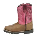 SMOKY MOUNTAIN BOOTS Girls Autry Brown /Pink Distress Leather Cowboy Boots (3920T) - Smoky Mountain Boots