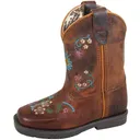 SMOKY MOUNTAIN BOOTS Girls Floralie Brown Leather Cowboy Boots (3833T) - Smoky Mountain Boots