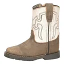 SMOKY MOUNTAIN BOOTS Kid's Autry Brown Distress/Antique White  Leather Western Boots (3109T) - Smoky Mountain Boots