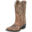 SMOKY MOUNTAIN BOOTS Childrens Girls Jolene Brown Waxed Distress Leather Cowboy Boots (3754C) - Smoky Mountain Boots