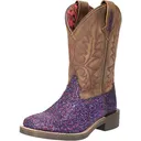 SMOKY MOUNTAIN BOOTS Kid's Ariel Purple Glitter/Brown Distress Leather Western Boots (3164) - Smoky Mountain Boots