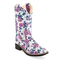 OLD WEST Children's Flower Leatherette Broad Square Toe Boots (VB9151) - Old West