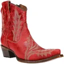 CIRCLE G by CORRAL Women's Embroidery & Zipper Red Ankle Boots (L5704) - Corral