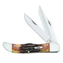 CASE XX Folding Hunter 6.5 BoneStag 2-Blade Pocket Knife with Leather Sheath (03574) - Case Xx