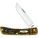 CASE XX Sod Buster Jr Amber Bone Peach Seed Jig Amber Bone Stainless Steel Pocket Knife (00245) - Case Xx