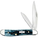 CASE XX Pocket Worn Mediterranean Blue Bone Peach Seed Jig Peanut Folding Knife (51858) - Case Xx