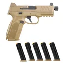 FN AMERICA 509 Tactical 9mm 4.5in FDE 2x 10rd + 3x 10rd Free Mags Bundle with Case (66-101652) - Fn America