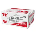 WINCHESTER AMMO USA White Box 5.56mm M193 55gr FMJ 500rd Rifle Ammo (WM193500) - Winchester