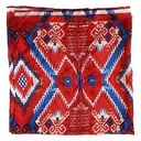 WYOMING TRADERS Aztec Regular Red Blue Silk Scarf (A4) - Wyoming Traders