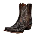 CIRCLE G by CORRAL Women's Black/Brown Embroidery Western Zipper Ankle Boots (L5917) - Corral