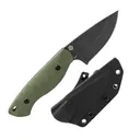 GRITR Scout Outdoor Camping EDC Drop Point Fixed Blade Knife w/ Kydex Sheath, OD Green - Gritr