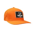 GRITR One Size Casual Trucker Hat for Everyday Wear w/ Patch & Pre-Curved Visor, Orange - Gritr