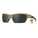 WILEY X EYEWEAR Valor Shooting Sunglasses with Matte Tan Frame and Smoke Grey/Clear/Light Rust Lens (CHVAL06T) - Wiley X Eyewear