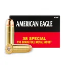 FEDERAL American Eagle 38 Special 130 Grain FMJ Ammo, 50 Round Box (AE38K) - Federal