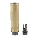 DEAD AIR ARMAMENT Lazarus 6 6mm/5.56mm FDE Silencer with Xeno Adapter and 1/2-28 Xeno 3Prong Flash Hider (LZ6XNFDE) - Dead Air Silencers