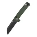 QSP Penguin Button Lock 3.06in Black Stonewashed Green Pocket Knife (QS130BL-C2) - Qsp
