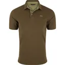 DRAKE Men's Pique Logo Kalamata Olive Heather Polo (DS4090-KMO) - Drake