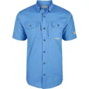 DRAKE Mens Wingshooter Trey Solid Dobby Button-Down Marina Blue SS Shirt (DS2605-MBU) - Drake
