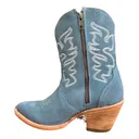 CORRAL Women's Steel Blue Embroidery Ankle Boots (N0008) - Corral