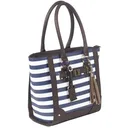 Bulldog Cases Tote Purse Holster, Fits Most Small Autos, Navy Blue and White Stripe Color, Leather BDP-050 - Bulldog Cases