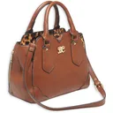 Bulldog Cases Satchel Style Purse, Leather, Universal Fit Holster Included, Chestnut w/Leopard Trim BDP-024 - Bulldog Cases