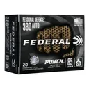 FEDERAL Personal Defense Punch .380 Auto 85Gr JHP 20rd Ammo (PD380P1) - Federal
