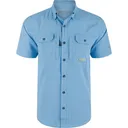 DRAKE Wingshooter Trey Marina Blue Cross Hatch Short Sleeve Shirt (DS2625-MBU) - Drake
