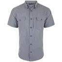DRAKE Cinco Ranch Dark Blue Chambray Performance Short Sleeve Shirt (DS2675-DBL) - Drake