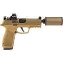 SIG SAUER P365 XMacro 9mm 4.3in 17rd FDE Striker-Fired Pistol w/ Compact Hush Puppy Project Model 2 Suppressor & Hush Puppy SlideLock Lever (365XCA-9-BXR3-SKP-FDE-S-CT) - Sig Sauer